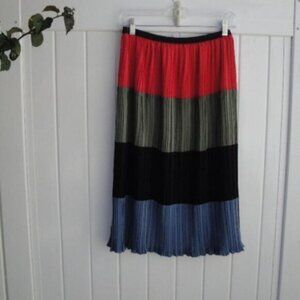 LulaRoe Women's Skirt Small Red Olive Black Blue Pleated Preppy